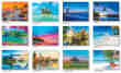 Dreamy Getaways Scenic Calendar Bilinglaul English/Spanish monthly images 2023